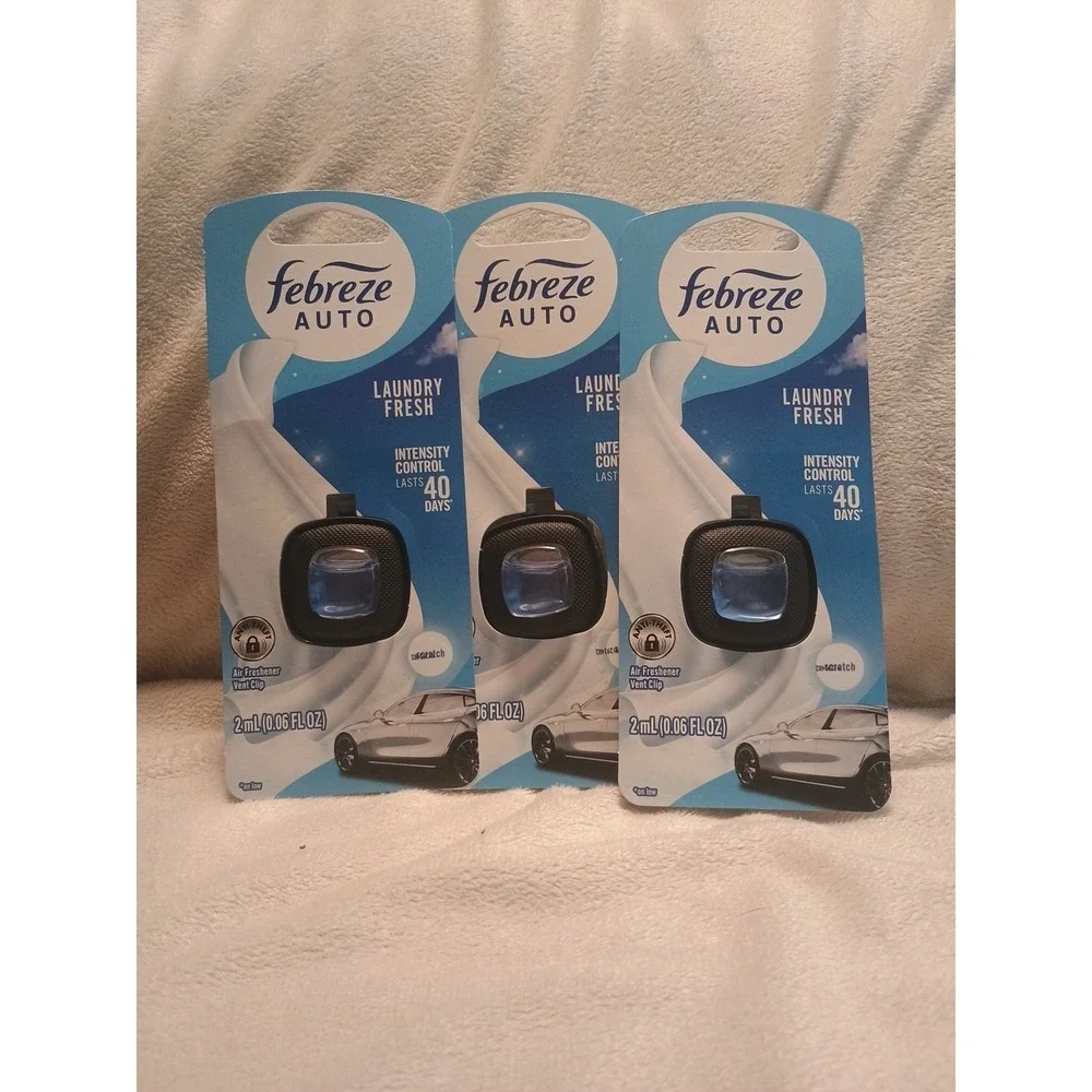 Febreze - Laundry Fresh - Auto Vent Clip Air Freshener LOT OF 3